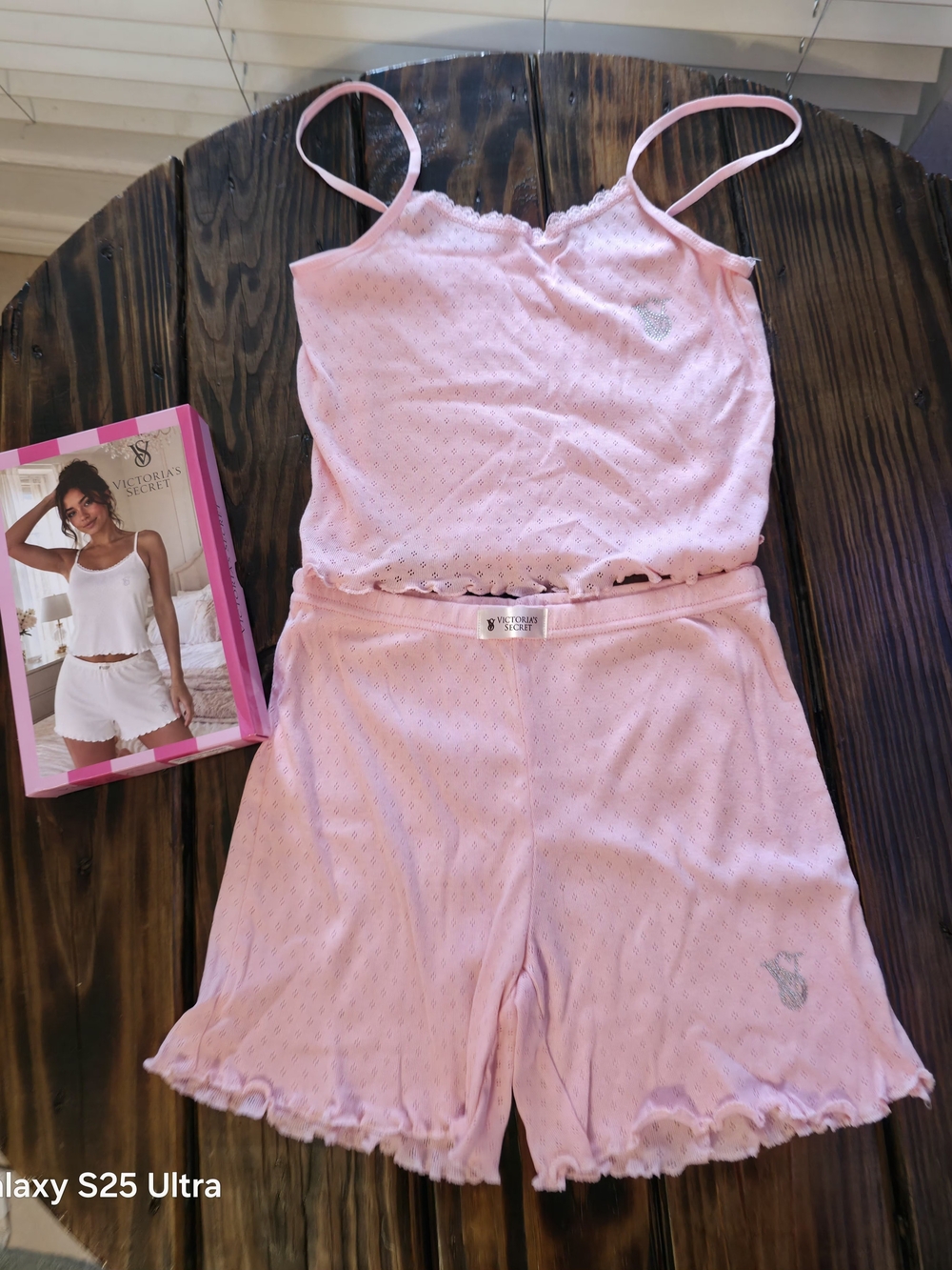 Victoria's Secret Pink Eyelet Cami & Shorts Sleep Set - Light Pink